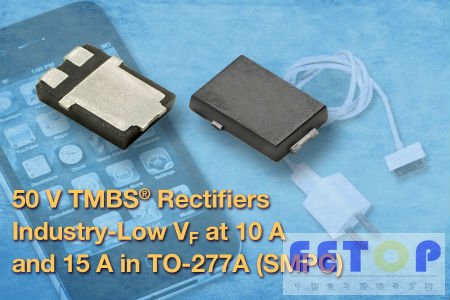 Vishay推出新款MOS势垒肖特基整流器 具有10A和15A器件中业内最低的正向压降