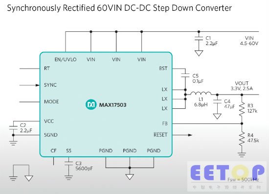 Maxim推出超高效率、高可靠性60V、2.5A DC-DC稳压器 面向工业控制和自动化应用